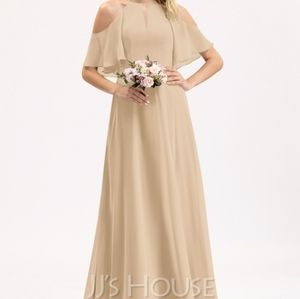 Champagne halter bridesmaid dress